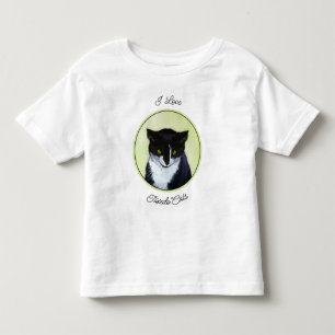Camiseta Infantil Pintura de Gato Tuxedo - Arte de Gato Original Fof