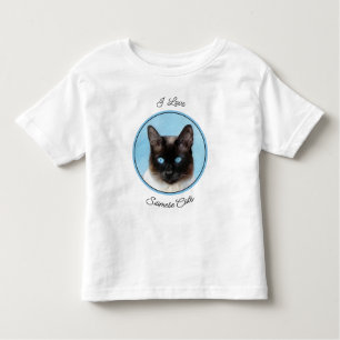 Camiseta Infantil Pintura de Gatos Siameses - Arte de Gato Original 