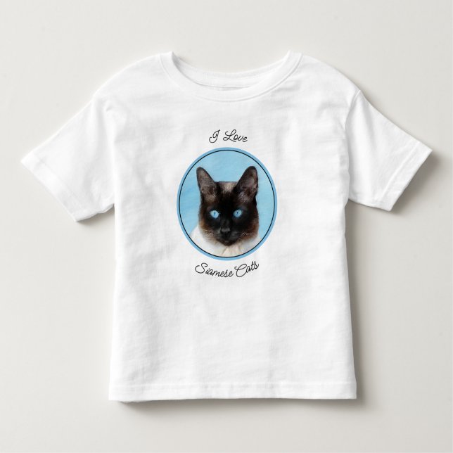 Camiseta Infantil Pintura de Gatos Siameses - Arte de Gato Original  (Frente)