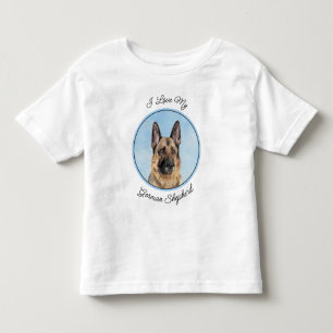 Camiseta Infantil Pintura de german shepherd - Arte de Cachorro Orig