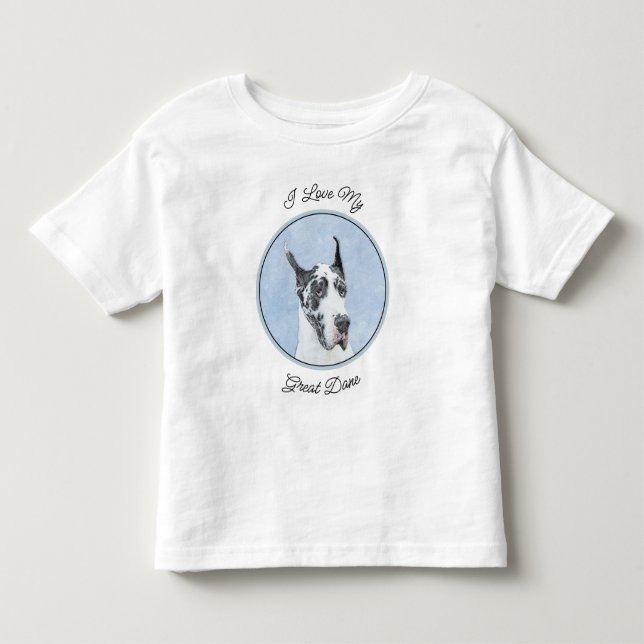 Camiseta Infantil Pintura de Grande Dane (Harlequin) - Arte de Cacho (Frente)