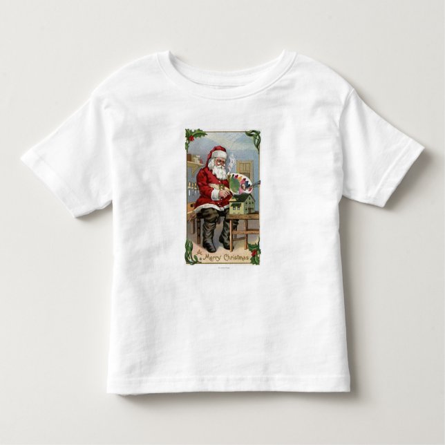 Camiseta Infantil Pintura de GreetingSanta do Natal (Frente)