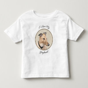 Camiseta Infantil Pintura de Greyhound - Arte de Cachorro Original