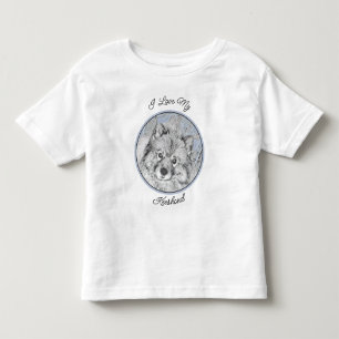 Camiseta Infantil Pintura de Keeshond Beth - Arte de Cachorro Origin