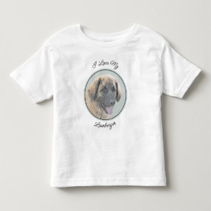 Camiseta Infantil Pintura de Leonberger - Arte de Cachorro Original 