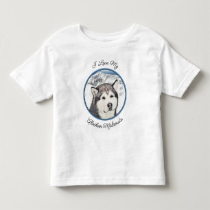 Camiseta Infantil Pintura de Malamute no Alasca - Arte de Cachorro O