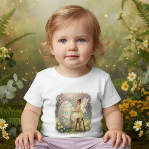 Camiseta Infantil Pintura de Ovo da Fada da Páscoa Primavera