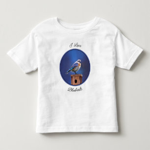Camiseta Infantil Pintura de pássaro-azul (feminina) - Arte de pássa