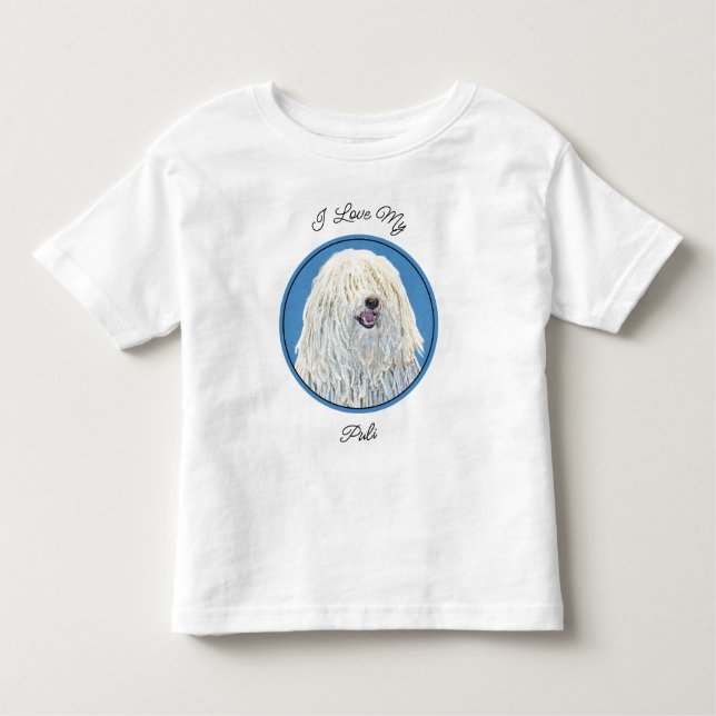Camiseta Infantil Pintura de Puli - Arte de Cachorro Original Bonita (Frente)
