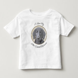 Camiseta Infantil Pintura De Retriever Revestida Plana - Arte De Cão