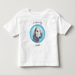 Camiseta Infantil Pintura de Saluki (Prata) - Arte de Cachorro Origi