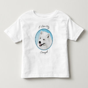 Camiseta Infantil Pintura de Samoyed - Arte Original de Cachorro Fof
