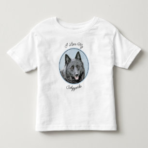 Camiseta Infantil Pintura de Schipperke - Arte de Cachorro Original