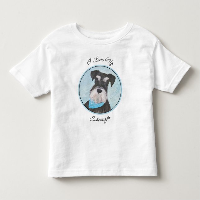 Camiseta Infantil Pintura de Schnauzer (Miniatura) - Cachorro Origin (Frente)