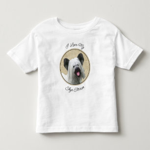 Camiseta Infantil Pintura de Skye Terrier - Arte de Cachorro Origina