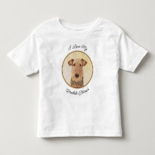 Camiseta Infantil Pintura de Terrier Airedale - Arte original cômoda