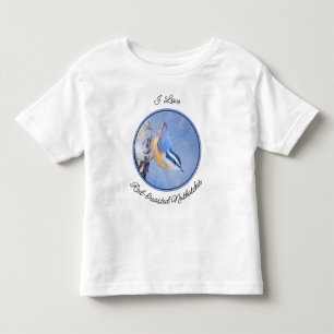 Camiseta Infantil Pintura de Trepadeira-de-peito-vermelho Arte Origi