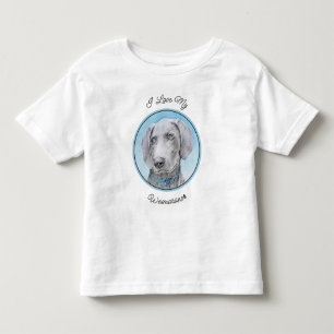 Camiseta Infantil Pintura de Weimaraner - Arte Original de Cachorro
