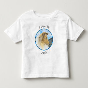 Camiseta Infantil Pintura em Collie, em Montanhas (Rough) - Arte Can
