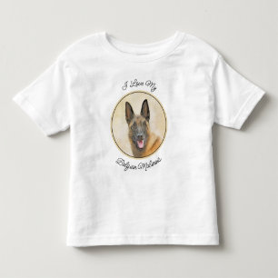 Camiseta Infantil Pintura em Malinois Belga - Arte Cachorra Original