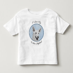 Camiseta Infantil Pintura em Pastor Branco - Arte de Cachorro Origin