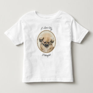 Camiseta Infantil Pintura em Pekingese - Arte Cachorra Original