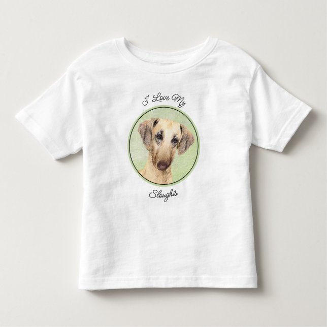 Camiseta Infantil Pintura em Sloughis - Arte Cachorra Original (Frente)
