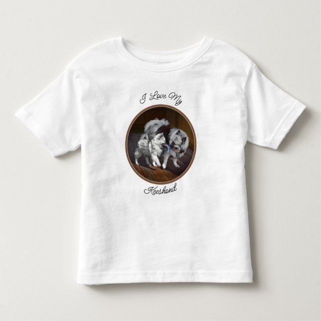 Camiseta Infantil Pintura em tempo de reprodução de Keeshond - Arte  (Frente)