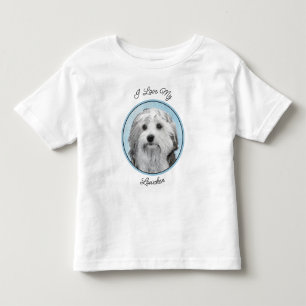 Camiseta Infantil Pintura Lowchen - Arte Original de Cachorro Fofa