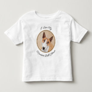 Camiseta Infantil Pintura Miniatura Bull Terrier - Arte Original par