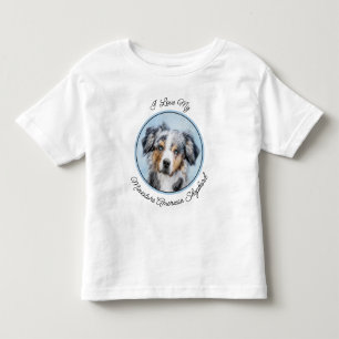 Camiseta Infantil Pintura Miniatura de Pastor Americano - Arte Canin