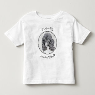 Camiseta Infantil Pintura Negra De Poodle Padrão - Arte Cão