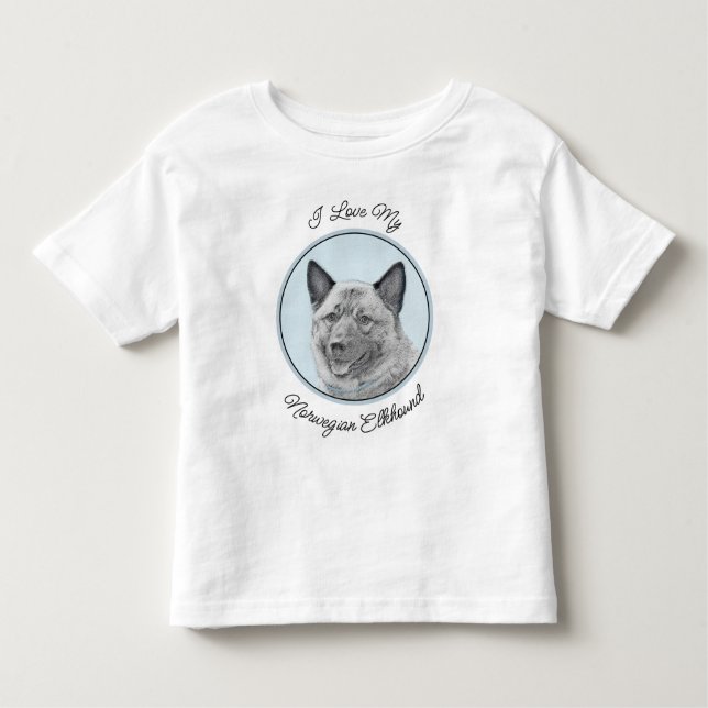 Camiseta Infantil Pintura Norueguesa de Elkhound - Arte Original de  (Frente)