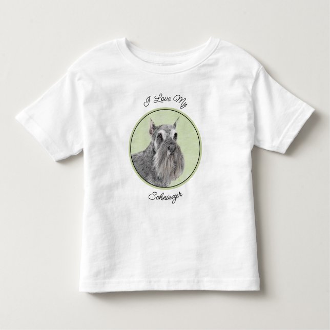 Camiseta Infantil Pintura Schnauzer (Giant, Standard) - Arte Canina (Frente)