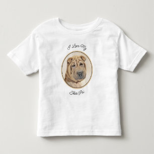 Camiseta Infantil Pintura Shar Pei - Arte Cachorra Original