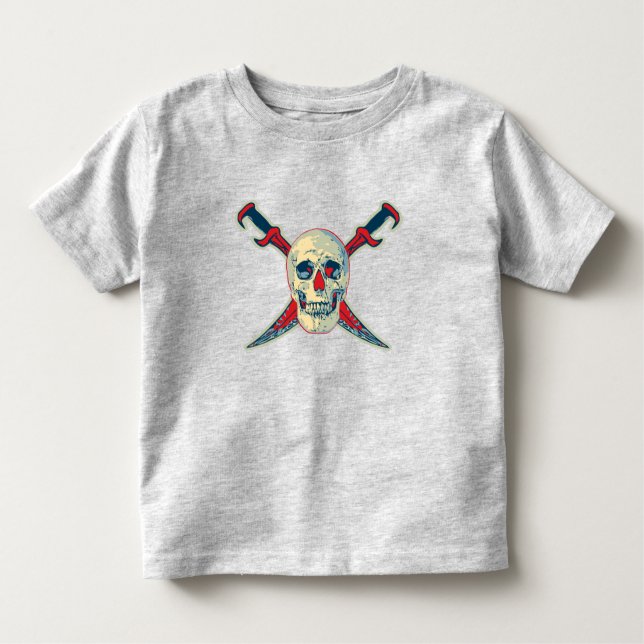 Camiseta Infantil Pirata (Caveira) - Toddler Fine Jersey T-Shirt (Frente)