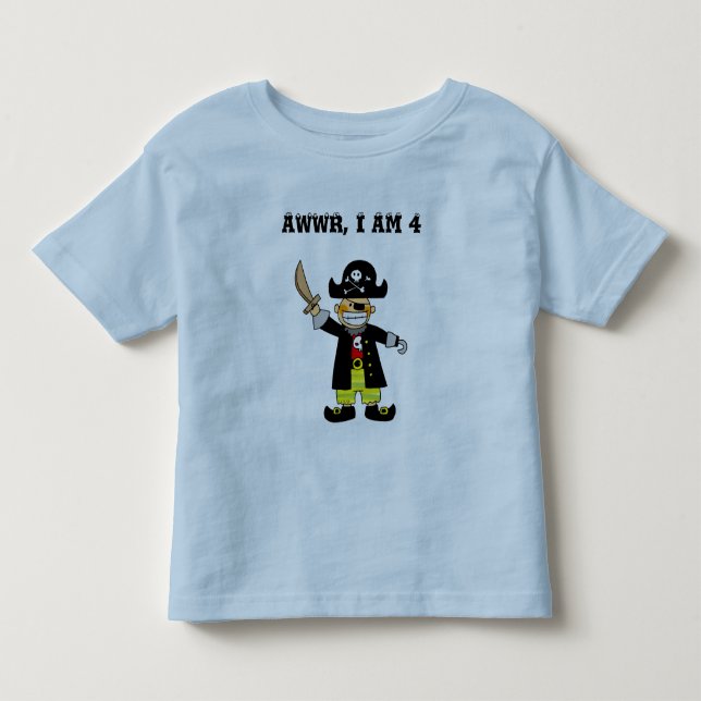 Camiseta Infantil pirata de 4 anos (Frente)