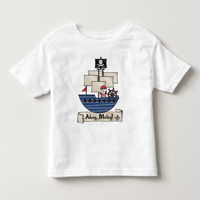 Camiseta Infantil Pirata de esqueleto do crânio do navio de pirata | (Frente)