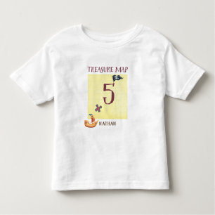 Camiseta Infantil Pirate Treasure Map Age 5 com Nome