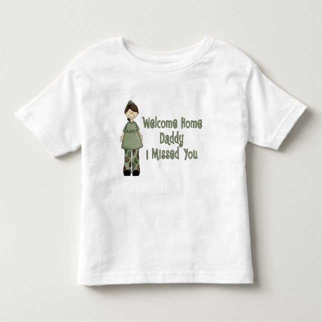 Camiseta Infantil Pirralho Home bem-vindo do exército do pai (filha) (Frente)