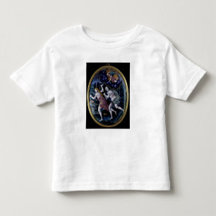 Camiseta Infantil Placa oval representando Adam e Eve