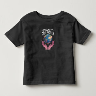 Camiseta Infantil Planeta Acima dos Lucros Mudanças Climáticas na Te