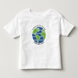 Camiseta Infantil Planeta de Mapa Verde Azul do Dia da Terra