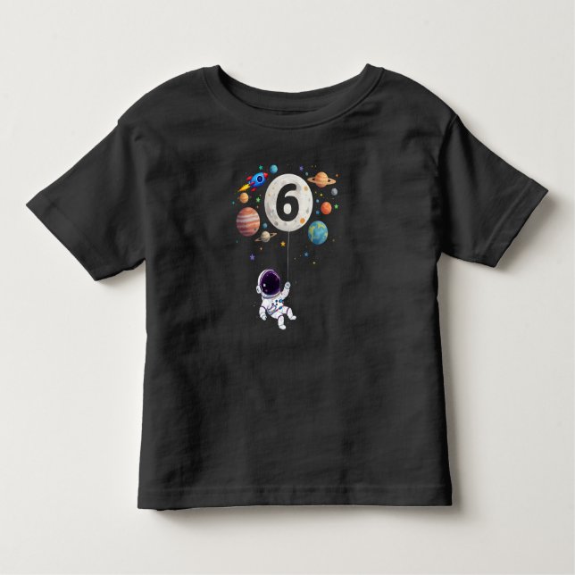 Camiseta Infantil Planetas Astronautas de 6 Anos Astronauta 6 Astron (Frente)