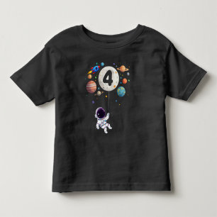 Camiseta Infantil Planetas de aniversário de 4 anos Astronauta 4º an