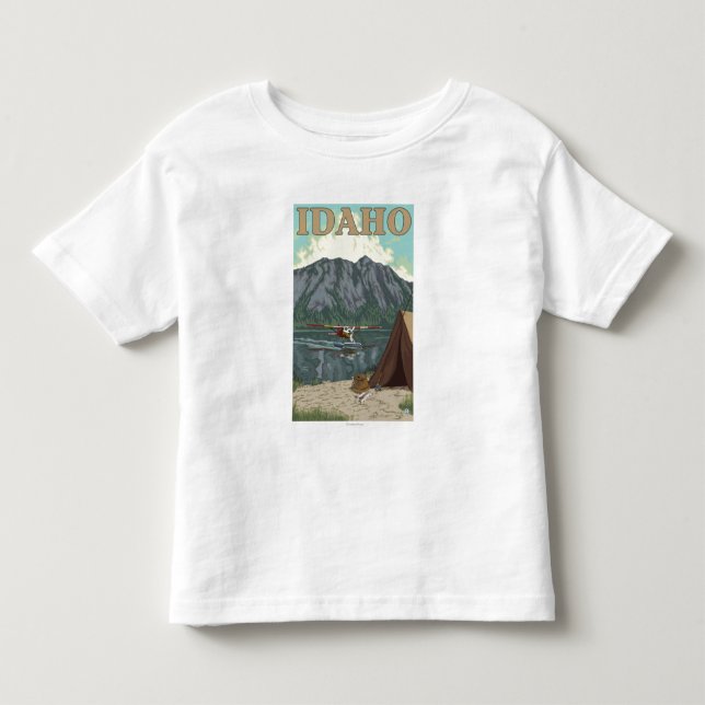 Camiseta Infantil Plano de Bush & pesca - Idaho (Frente)