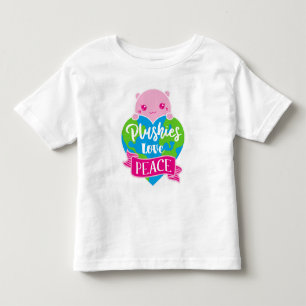 Camiseta Infantil Plushies Love Peace Terra do Coração de Kawaii C
