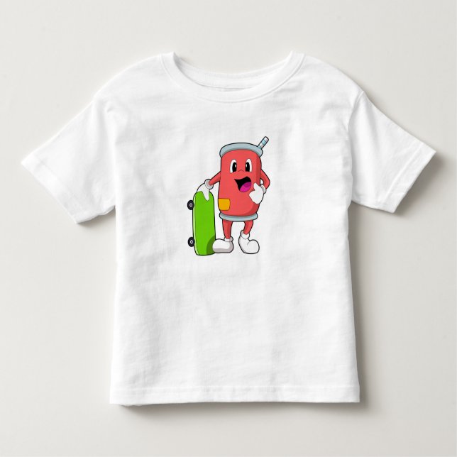 Camiseta Infantil Pode como skater com skate (Frente)
