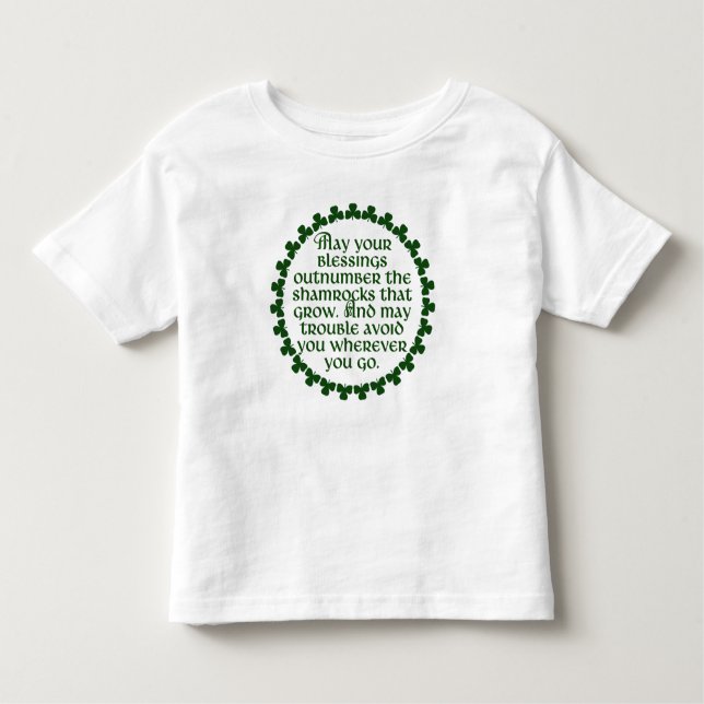 Camiseta Infantil Podem suas bênçãos ultrapassar os trevos, irlandês (Frente)