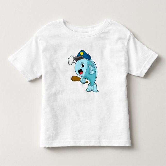 Camiseta Infantil Polícia de Peixes chapéu (Frente)
